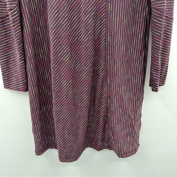 Prana Alicia Scramble Purple Multi Striped Mock Neck Long Sleeve Dress Sz L - Picture 3 of 10
